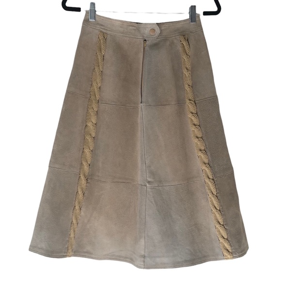Vintage Ms. Today Crochet Suede Skirt Size 12 - Picture 3 of 11